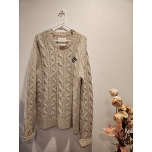 Abercrombie &‎ Fitch Cable Knit Sweater - Beige, Size XL, Wool Blend
